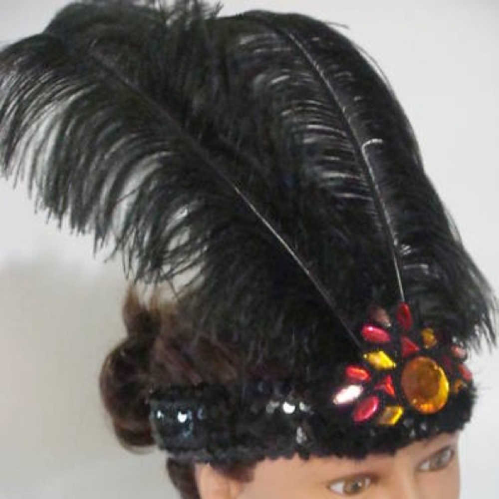 Halloween Headpiece Ostrich Feathers Flapper